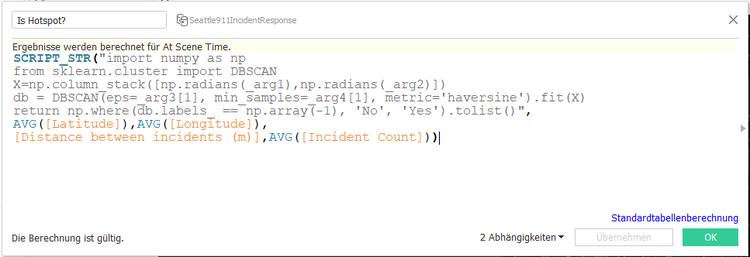Berechnetes Feld mit Python Code in Tableau