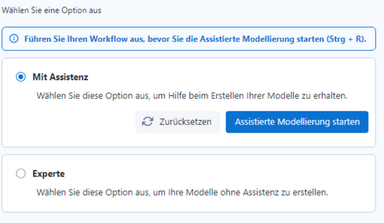 Anwenderoptionen Assisted Modeling